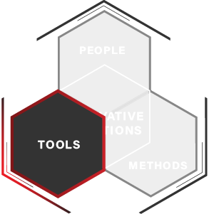 Tools hexagon graphic.