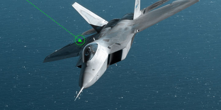 F-22 receives a satellite signal