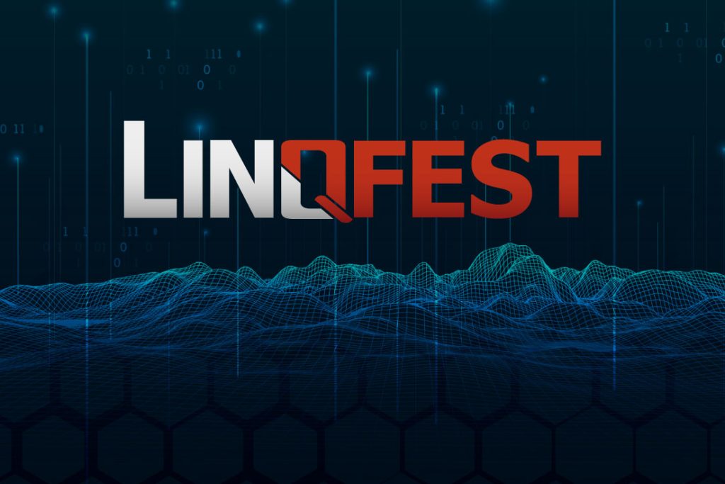 LinQfest image with blue background