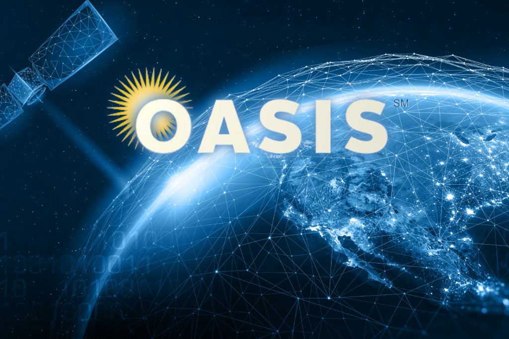 OASIS logo on digital earth background