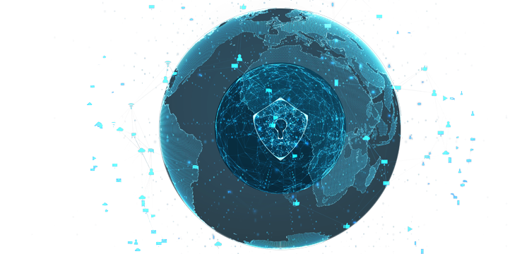 Earth with satellite nodes and lock.